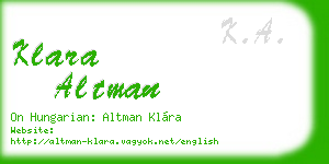 klara altman business card